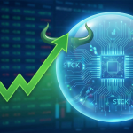 Illustration of an artificial intelligence stock market bubble